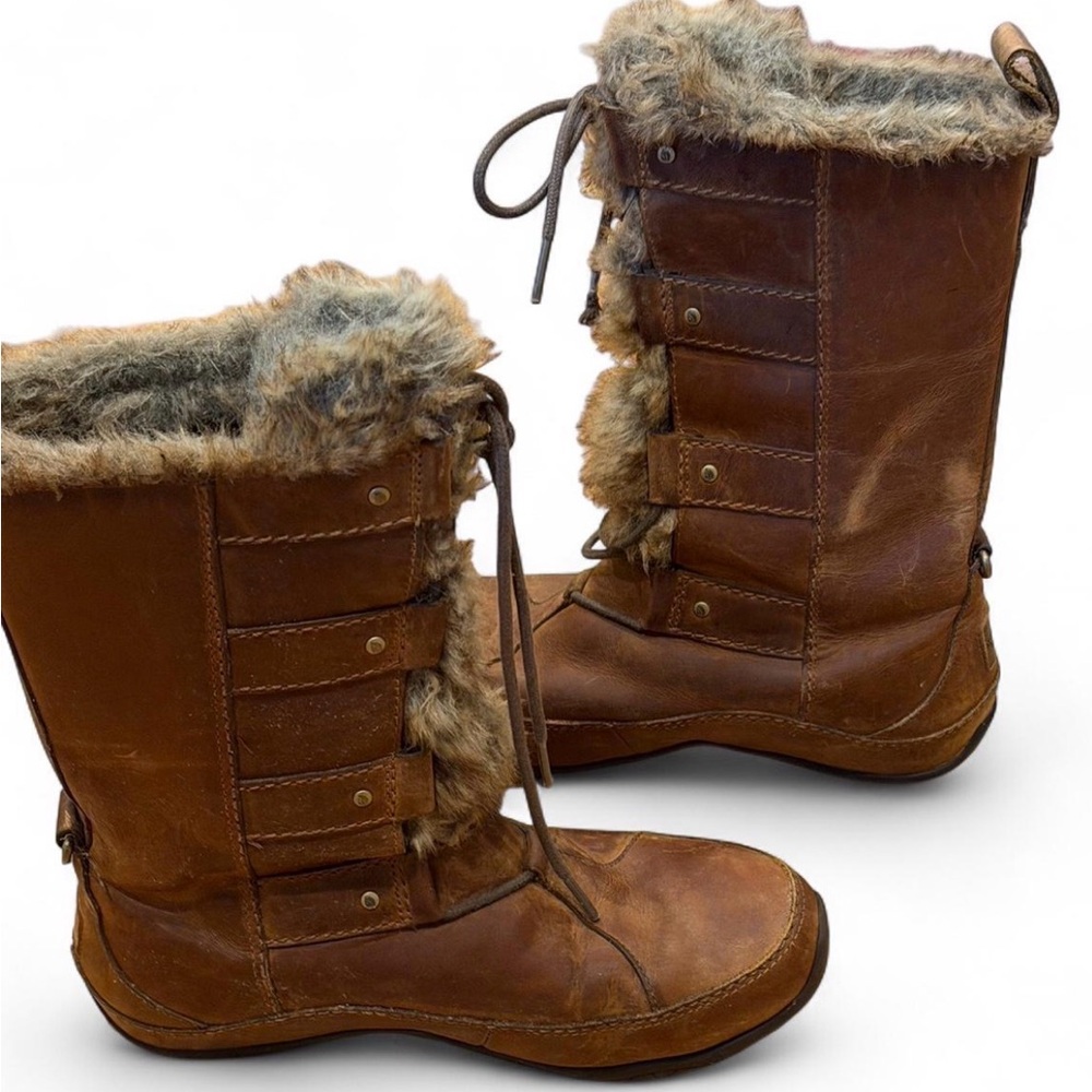 The North Face‎ Abby IV Luxe Winter Boots Brown Leather Fur Women 6